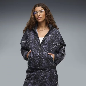 Foto del prodotto Giacca da donna PUMA Sport dal taglio morbido con stampa animalier e zip integrale, Abbigliamento, Grigio Gray