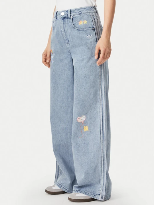 Foto del prodotto adidas Jeans Care Bear High Rise KQ6748 Azzurro chiaro Wide Leg