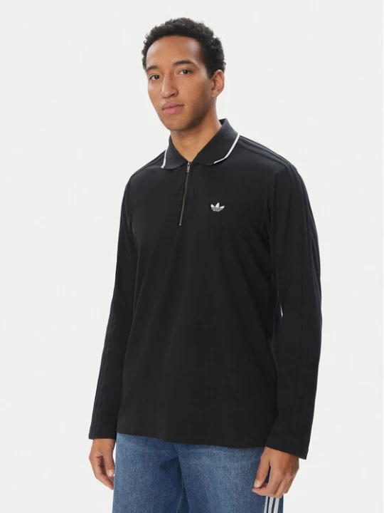 Foto del prodotto adidas Polo 3 Stripes Engineered Rib Long Sleeve Polo KE4133 Nero Regular Fit