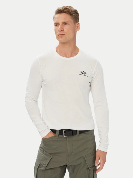 Foto del prodotto Alpha Industries Longsleeve Basic Small Logo 198517 Bianco Regular Fit