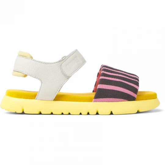 Foto del prodotto CAMPER Oruga - Sandali per Bimbe - Bianco, Rosa, Grigio, Tessuto in cotone / Pelle liscia