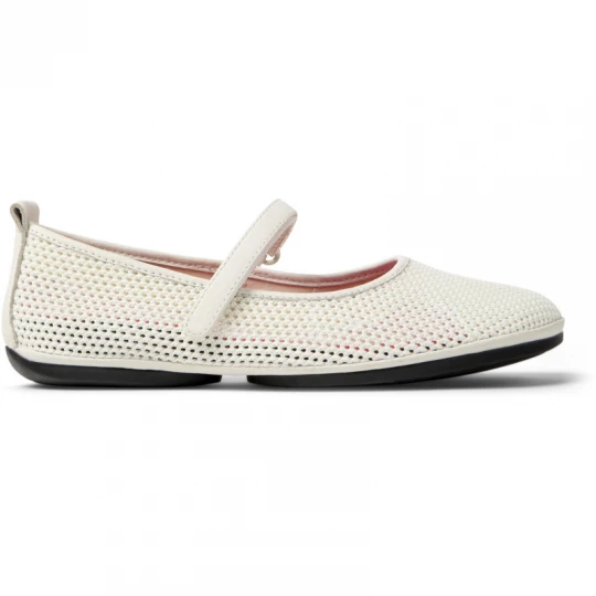 Foto del prodotto CAMPER Right Nina - Ballerine per Donna - Bianco, Tessuto in cotone / Pelle liscia