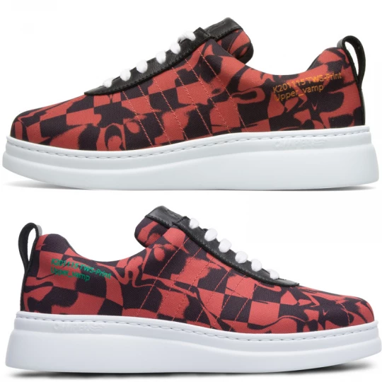 Foto del prodotto CAMPER Twins - Sneaker per Donna - Nero, Rosso, Tessuto in cotone / Pelle liscia