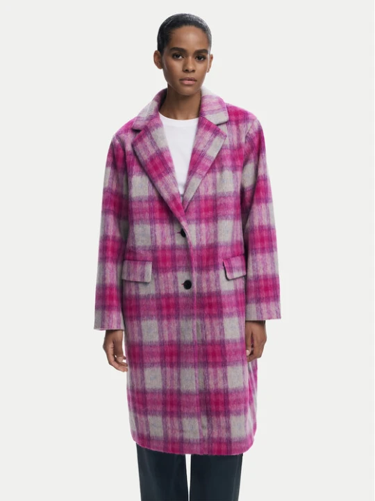 Foto del prodotto Desigual Cappotto di lana Pinkcheck 25WWEW15 Rosa Regular Fit