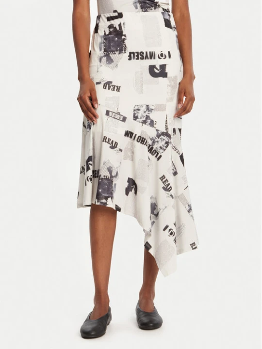 Foto del prodotto Desigual Gonna midi Breaking News 25WWFK07 Bianco Regular Fit