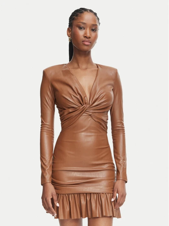 Foto del prodotto Elisabetta Franchi Vestito in similpelle AB-989-66E2-V400 Marrone chiaro Slim Fit