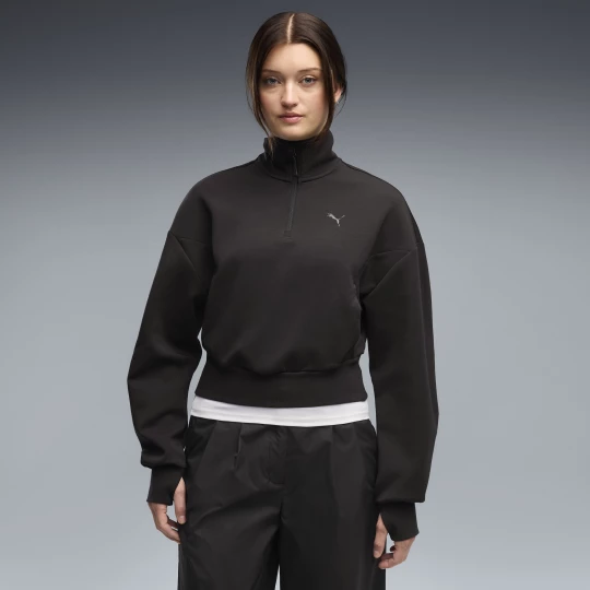 Foto del prodotto Felpa girocollo con zip PUMATECH SENSE da donna, Abbigliamento, Nero czarny
