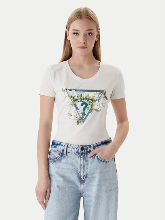 Foto del prodotto Guess T-shirt W6RI35 J1314 Écru Slim Fit Crema