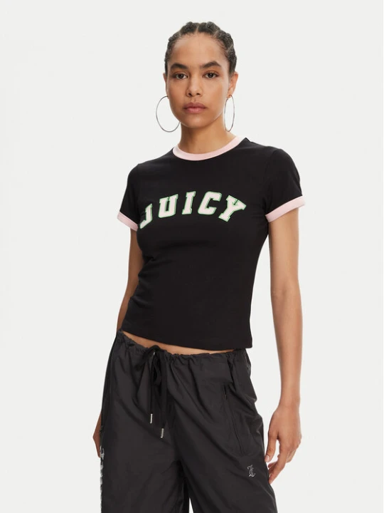 Foto del prodotto Juicy Couture T-shirt Collegiate Ringer JCWCT125320 Nero Slim Fit