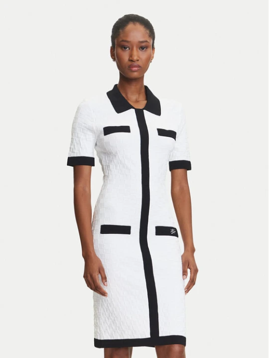 Foto del prodotto KARL LAGERFELD Vestito di maglia A3W13036 Écru Slim Fit Crema