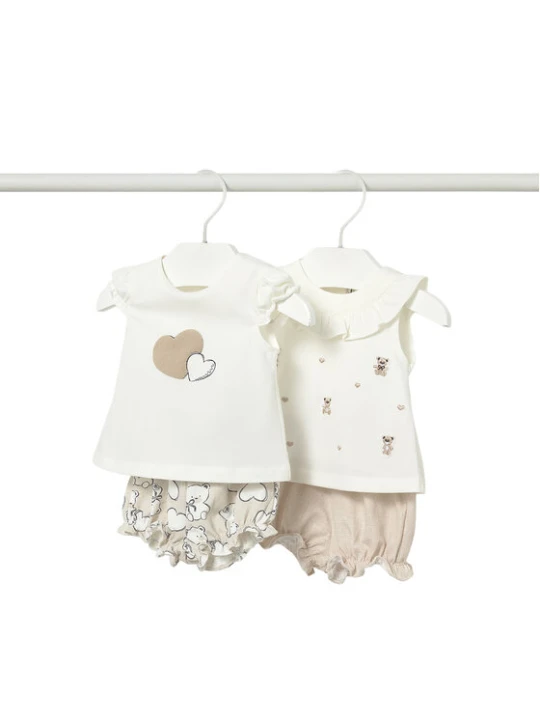 Foto del prodotto Mayoral Completo 2 T-shirt e pantaloncini 1642 Beige Regular Fit