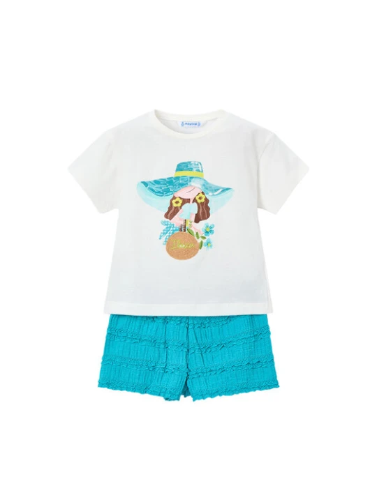Foto del prodotto Mayoral Completo T-shirt e pantaloncini 3231 Turchese Regular Fit