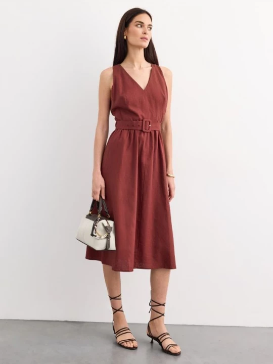 Foto del prodotto Mohito - Abito midi con cintura - maroon