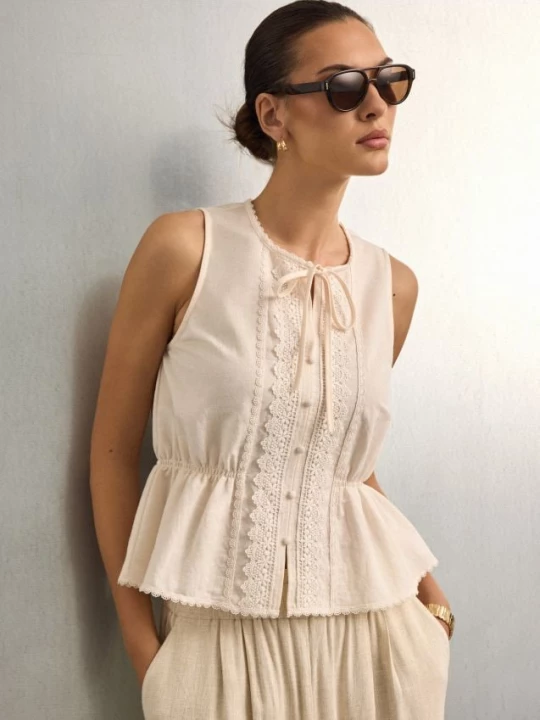 Foto del prodotto Mohito - Blusa con allacciatura - panna