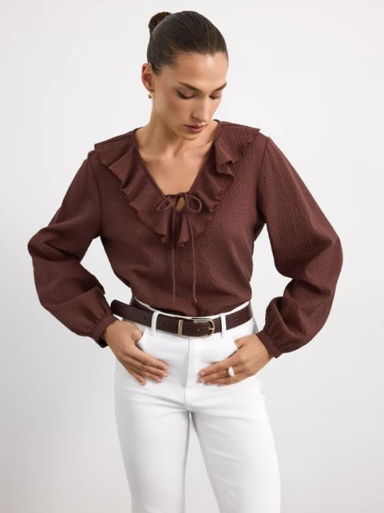 Foto del prodotto Mohito - Blusa con balza - marrone scuro