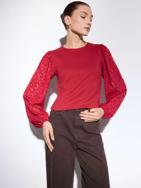 Foto del prodotto Mohito - Blusa con maniche decorative - rosso