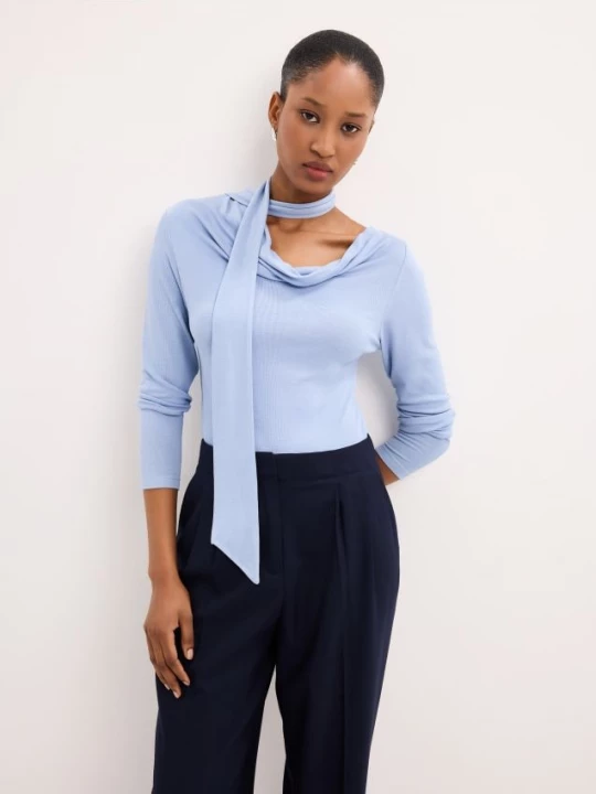 Foto del prodotto Mohito - Blusa con sciarpa - blu pallido