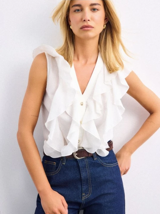 Foto del prodotto Mohito - Blusa in misto cotone e lyocell - panna