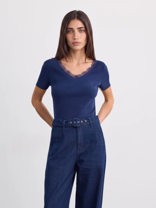 Foto del prodotto Mohito - Blusa leggera con pizzo - blu scuro