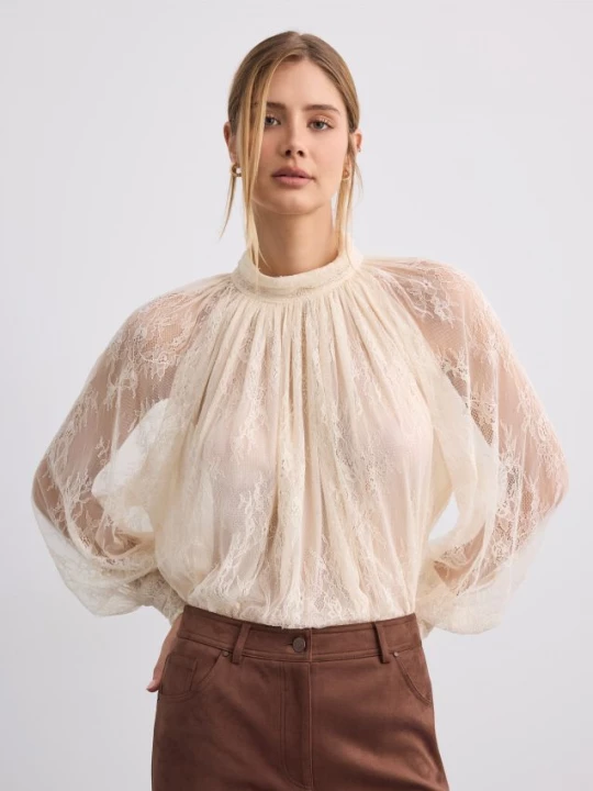 Foto del prodotto Mohito - Blusa leggera con pizzo - panna