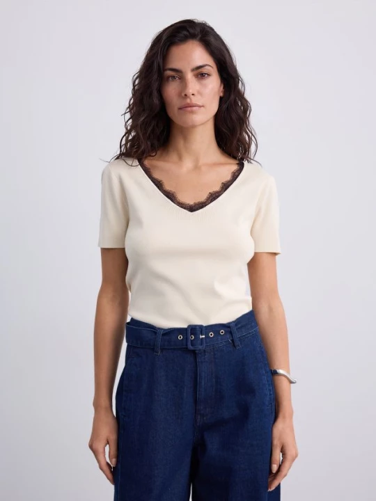 Foto del prodotto Mohito - Blusa leggera con pizzo - panna