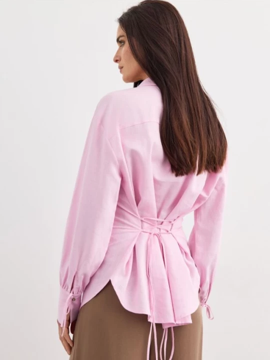 Foto del prodotto Mohito - Camicia in misto viscosa e lino - rosa pastello