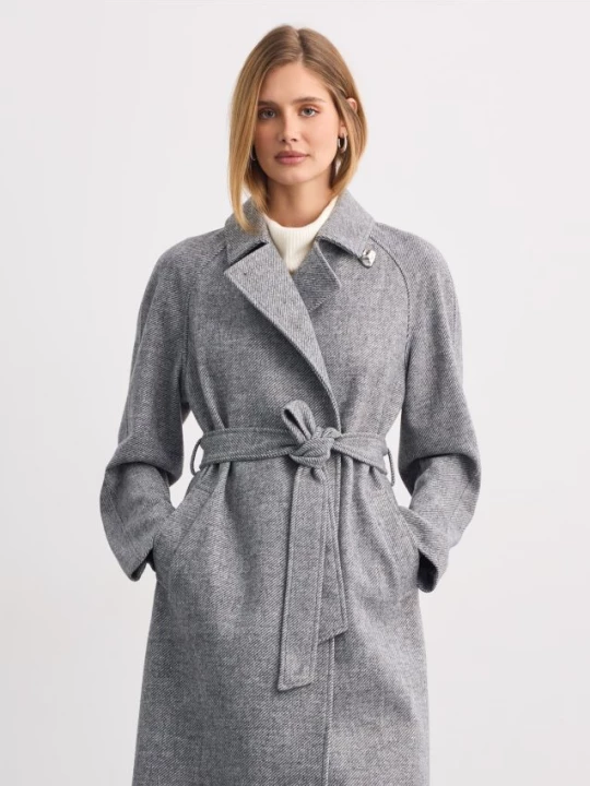 Foto del prodotto Mohito - Cappotto dal design classico con cintura da allacciare in vita - grigio scuro