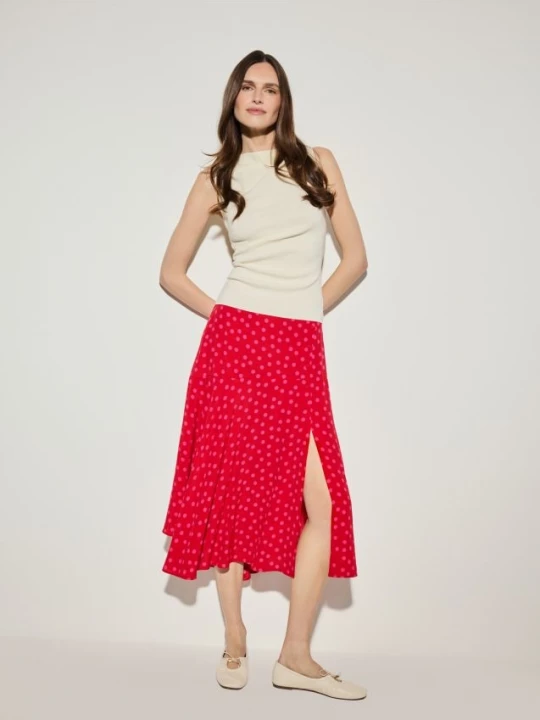 Foto del prodotto Mohito - Gonna midi a pois - rosso
