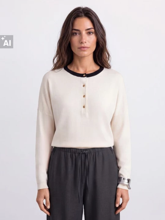 Foto del prodotto Mohito - Maglione con bottoni - panna