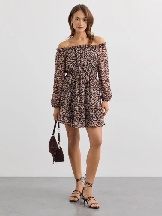 Foto del prodotto Mohito - Mini abito con stampa leopardata - beige