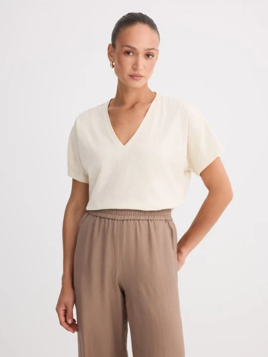 Foto del prodotto Mohito - T-shirt con scollo a V - panna