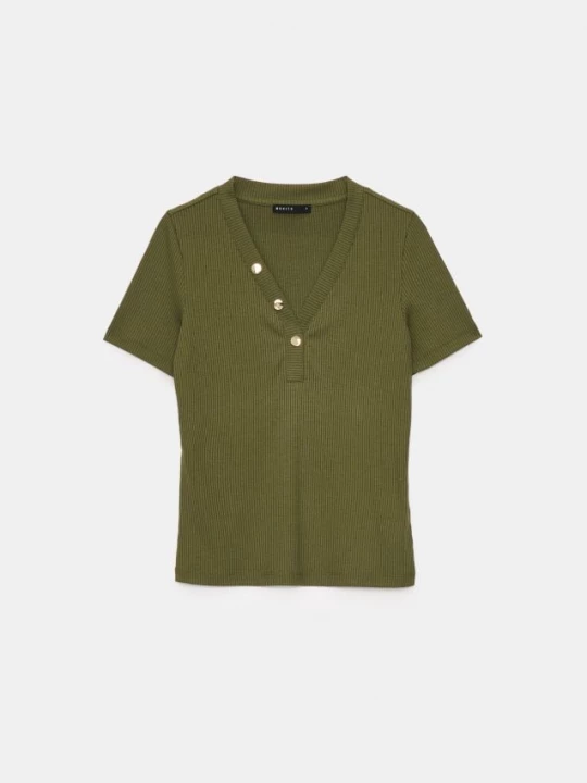 Foto del prodotto Mohito - T-shirt con scollo a V - verde-marrone