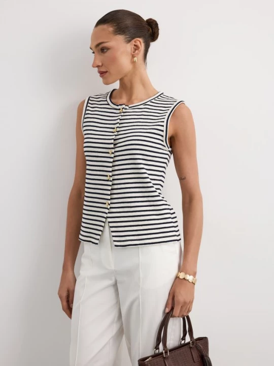 Foto del prodotto Mohito - Top con bottoni decorativi - bianco