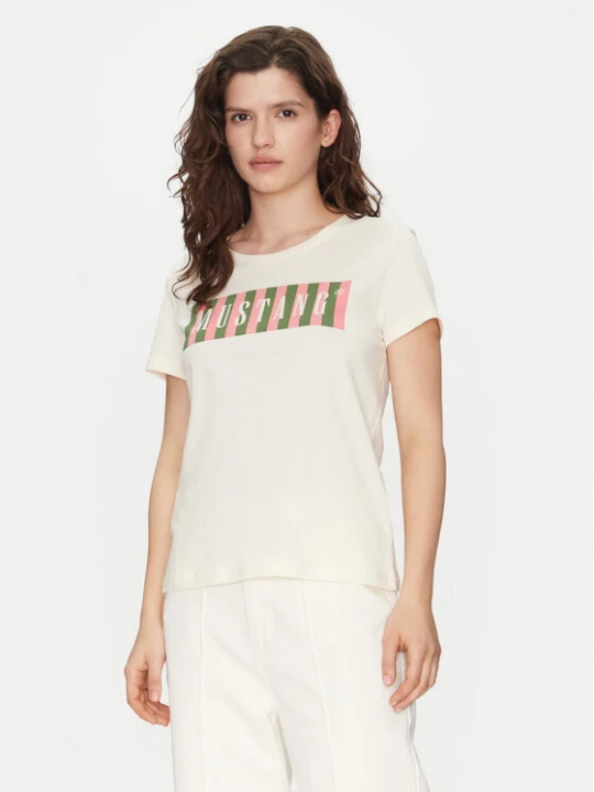 Foto del prodotto Mustang T-shirt Alma 1016138 Écru Regular Fit Crema