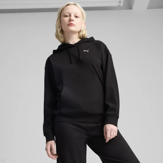 Foto del prodotto PUMA Felpa con cappuccio a coste ESS ELEVATED vestibilità comoda da donna, Abbigliamento, Nero czarny