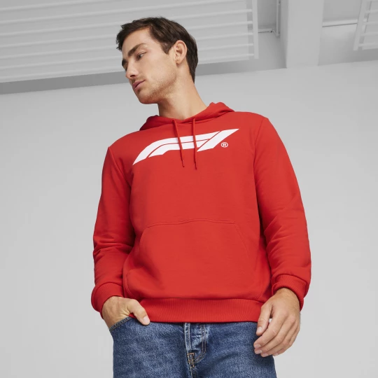 Foto del prodotto PUMA Felpa con cappuccio con logo Motorsport F1 ESS da uomo, Abbigliamento, Rosso czerwony