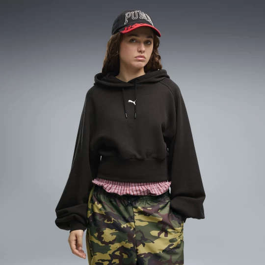 Foto del prodotto PUMA Felpa con cappuccio corta Essentials da donna, Abbigliamento, Nero czarny