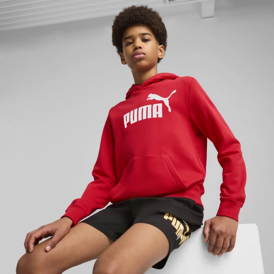Foto del prodotto PUMA Felpa con cappuccio e logo ESS N. 1 per ragazzi, Abbigliamento, Rosso czerwony