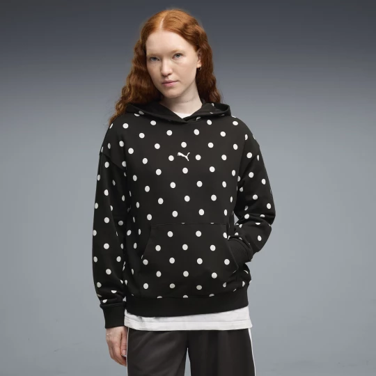 Foto del prodotto PUMA Felpa con cappuccio e pois dal taglio morbido da donna, Abbigliamento, Nero czarny
