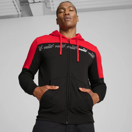 Foto del prodotto PUMA Felpa con cappuccio e zip integrale Around the Block da uomo, Abbigliamento, Rosso czerwony