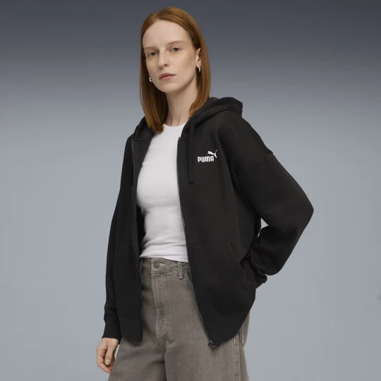 Foto del prodotto PUMA Felpa con cappuccio e zip integrale con logo ESS N. 1 Comfort da donna, Abbigliamento, Nero czarny