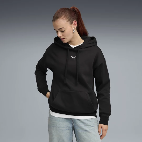 Foto del prodotto PUMA Felpa con cappuccio in pile Essentials dal taglio morbido da donna, Abbigliamento, Rosso Red