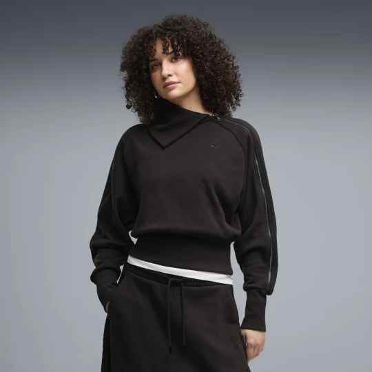 Foto del prodotto PUMA Felpa con zip asimmetrica T7 da donna, Abbigliamento, Nero czarny