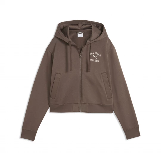 Foto del prodotto PUMA Felpa con zip Varsity Standard da donna, Abbigliamento, Marrone brązowy
