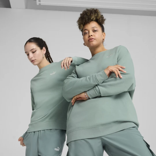 Foto del prodotto PUMA Felpa girocollo con logo piccolo ESS N. 1 vestibilità comoda da donna, Abbigliamento, Verde zielony