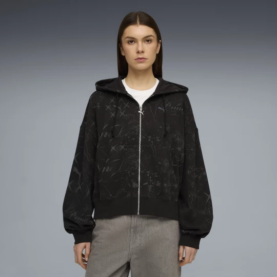 Foto del prodotto PUMA Felpa oversize con cappuccio e zip Street Glam da donna, Abbigliamento, Nero czarny