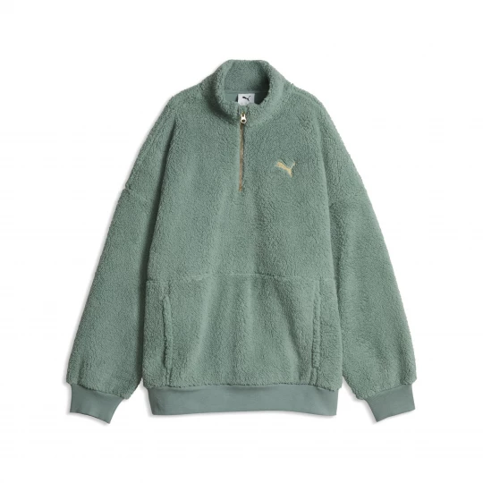 Foto del prodotto PUMA Felpa oversize con zip in sherpa da donna, Abbigliamento, Verde zielony