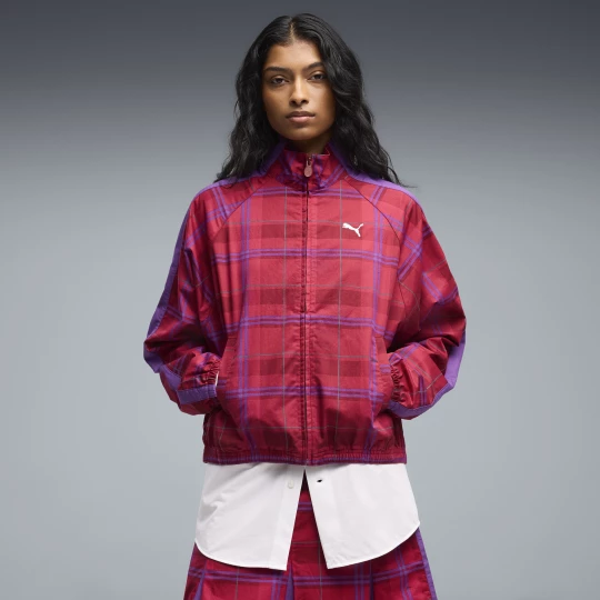 Foto del prodotto PUMA Giacca T7 in tartan dal taglio morbido da donna, Abbigliamento, Rosso czerwony