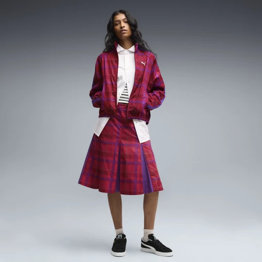 Foto del prodotto PUMA Gonna midi in tartan a pieghe T7 da donna, Abbigliamento, Rosso czerwony