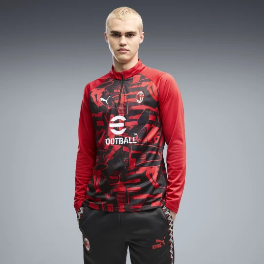 Foto del prodotto PUMA Maglia da riscaldamento con zip AC Milan da uomo, Accessori, Rosso czerwony